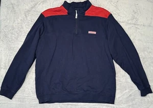 Pullover Vineyard Vines 1/4 zip uomo XL rosso blu logo maglione giacca trapuntato usato in ottime condizioni - Foto 1 di 13