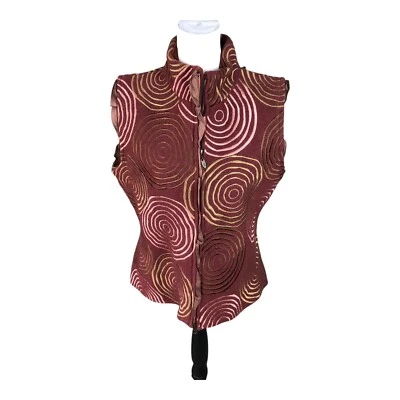 Chaleco Vintage Covelo Mujer Artístico Boho Borgoña 100% Lana Western Chic Cremallera L Foto 1 de 4