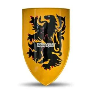 Functional Medieval Lion Heater Shield 18G Steel Halloween - Picture 1 of 2