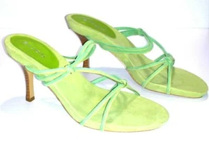 New Bijou Green Suede Leather Strappy Mule Heels 7.5W - NWT - Picture 1 of 3