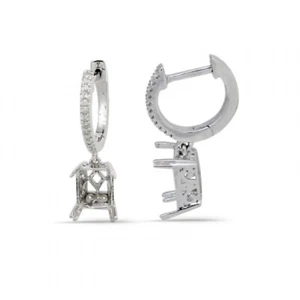 Emerald Cut 8x6mm Hoops Earring Semi Mount In 14k Gold With Diamonds (53316) - Picture 1 of 4