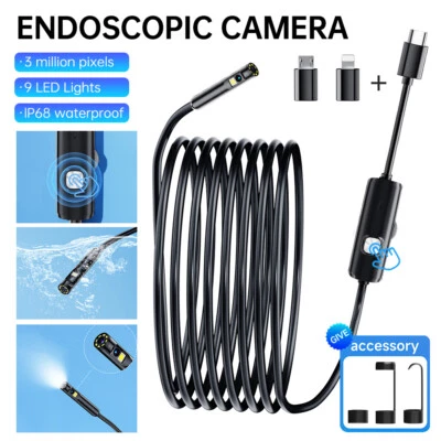 8mm 9LED Endoscope Inspection Camera For iPhone/iPad/iOS System Borescope Cable