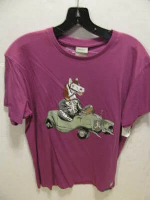 MEN'S GUYS WESC SKELETON HORSE IN A CAR PURPLE S/S TEE T SHIRT NEW $36 - Image 1 of 2