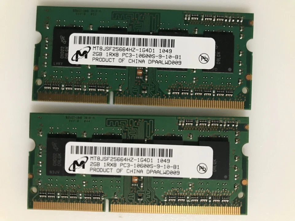 4GB Micron PC3-10600S DDR3 1333MHz SODIMM Memory ( 2GBx2GB ) Laptop Ram - Image 1 of 1