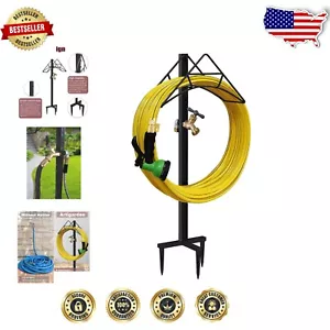 Soporte de manguera exterior duradero con grifo de latón ajustable para jardines organizados - Imagen 1 de 10