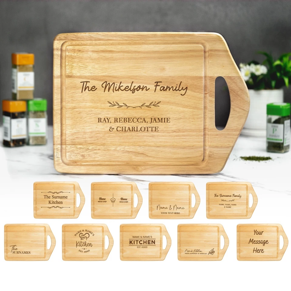 SO BESPOKE Personalised Chopping Board - Engraved Personalised Wooden Cutting Board