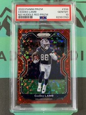 2020 Ceedee Lamb Panini Prizm No Huddle Red /50 PSA 10 Gem Mint #334 Rookie SSP