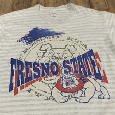 Vintage 90s Fresno State Bulldogs Striped T-Shirt Men’s Large