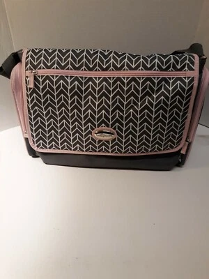 Bolsa de pañales Baby Boom para bebé niña con soporte para toallitas gris rosa   Foto 1 de 4