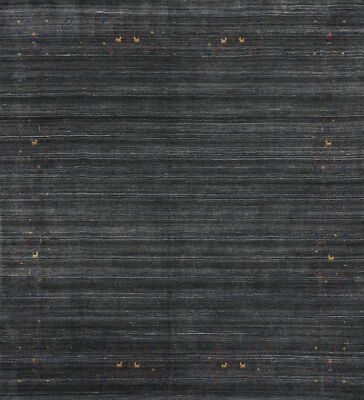 Exquisite Living Room Centerpiece Charcoal Handmade Gabbeh Rug 8x8 ft Square - Image 1 of 4