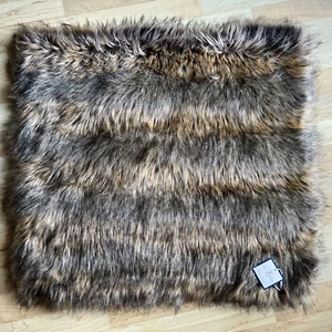 Williams-Sonoma Faux Fur Pillow Cover 27x29 Marble Coyote Brown Black Ombre NWT - Picture 1 of 8