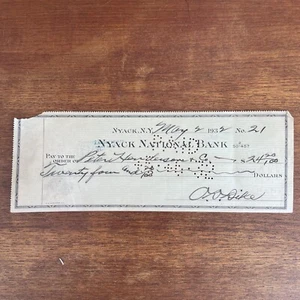 1932 Check Nyack National Bank, NY Peter Henderson & Co Chemical Bank - Picture 1 of 2