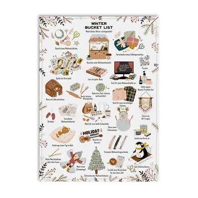 Weihnachtskarte Winter BUCKET LIST, Postkarte Weihnachten Weihnachhtskarten - Image 1 of 4