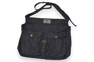 Bolso Mensajero Barbour Union Jack Retriver Cera Negra Inglaterra Clásico - Imagen 1 de 12