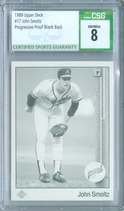 Upper Deck 1989 - John Smoltz #17 (RC) prueba progresiva CSG casi como nuevo 8 calidad - Imagen 1 de 2