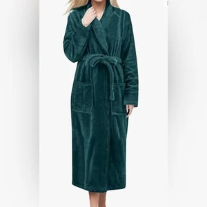 Royal Class Herren Morgenmantel Wickel/Krawatte Langarm 100% Poly grün Gr. L-XL - Bild 1 von 5