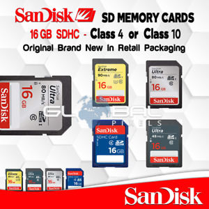 SanDisk SD Card 16GB Memory Ultra or Extreme SDHC Class 4 or 10 Fast Camera OEM