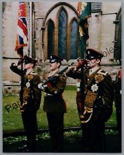 Military Photo Print Sherwood Foresters Regiment Colour Party In Khaki Uniform