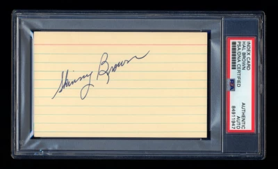 HAL SKINNY BROWN SIGNED INDEX CARD PSA/DNA AUTOGRAPHED BALTIMORE ORIOLES HOF - Image 1 of 2