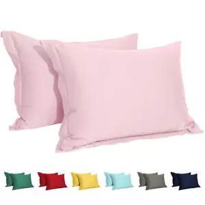 500 Fäden Baumwollsatin Kissenbezug mit Flansch Kissenbezug 2er Pack verschiedene Farben - Bild 1 von 38