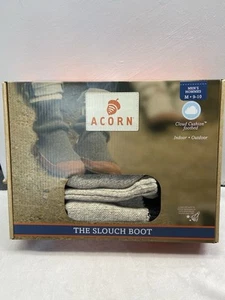Acorn Slipper Sweater Socks Leather Sole Size Men's 9/10 Oatmeal - Picture 1 of 13
