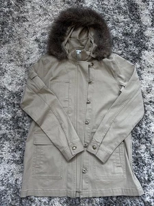 Chaqueta de invierno con capucha y cremallera completa Cabi de piel sintética para mujer (M) - Imagen 1 de 6