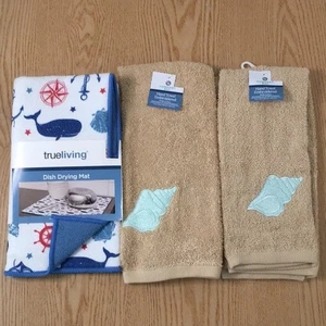 Nuevo paquete de 3 toallas de mano náuticas de playa de 1 plato de cocina de secado de mayo y 2 baños - Imagen 1 de 6