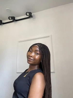 Peruca curta sem nós, tranças de caixa, peruca de trança frontal, peruca de trança, tranças de cornrow - Imagem 1 de 4