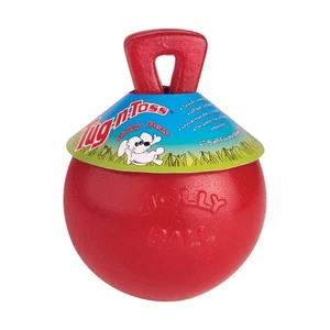 Pelota de juguete para perro de alta resistencia Tug-N-Toss con mango, 8 pulgadas/grande, roja (408 RD) - Imagen 1 de 8