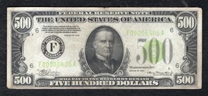 FR. 2201-Flgs 1934 $500 LIGHT GREEN SEAL FRN FEDERAL RESERVE NOTE ATLANTA, GA VF - Picture 1 of 2