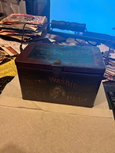 Vintage Old Empty George Washington Cut Plug Tobacco Graphic Tin Metal Can USA - Picture 1 of 9