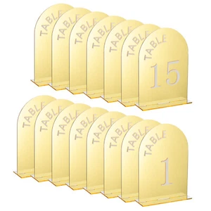 15pcs 4.8 x 7 Inch Gold Arch Acrylic Sign, Acrylic Table Sign for Wedding Party - Picture 1 of 6