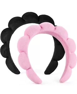 Spa Headbands for Washing Face or Facial Set of 2 Skincare Headbands Terry Cloth - Picture 1 of 4