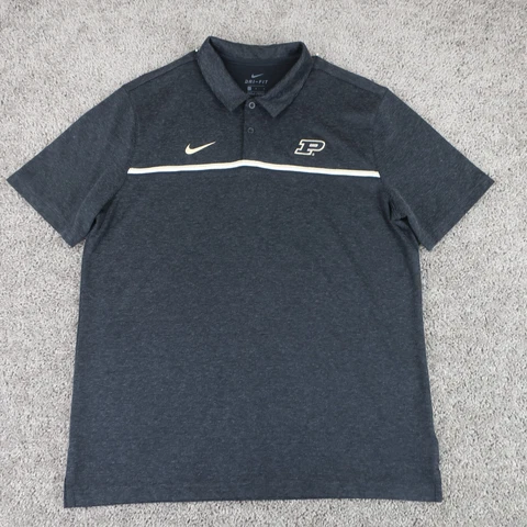 Purdue Boilermakers Polo Shirt Mens Large Black Nike Dri-Fit Performance Stretch Cover