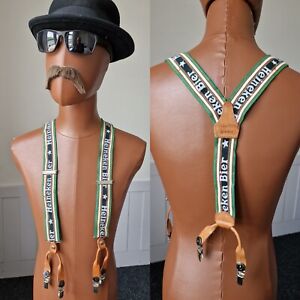 Vintage Y Fit Clip Fasten BRACES Heineken Bier Suspenders Geek AZ02