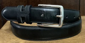 Hilfiger Men's Genuine Leather Black Belt “H” Logo Keep 1-1/4” Wide Sz 40 GUC - Picture 1 of 6