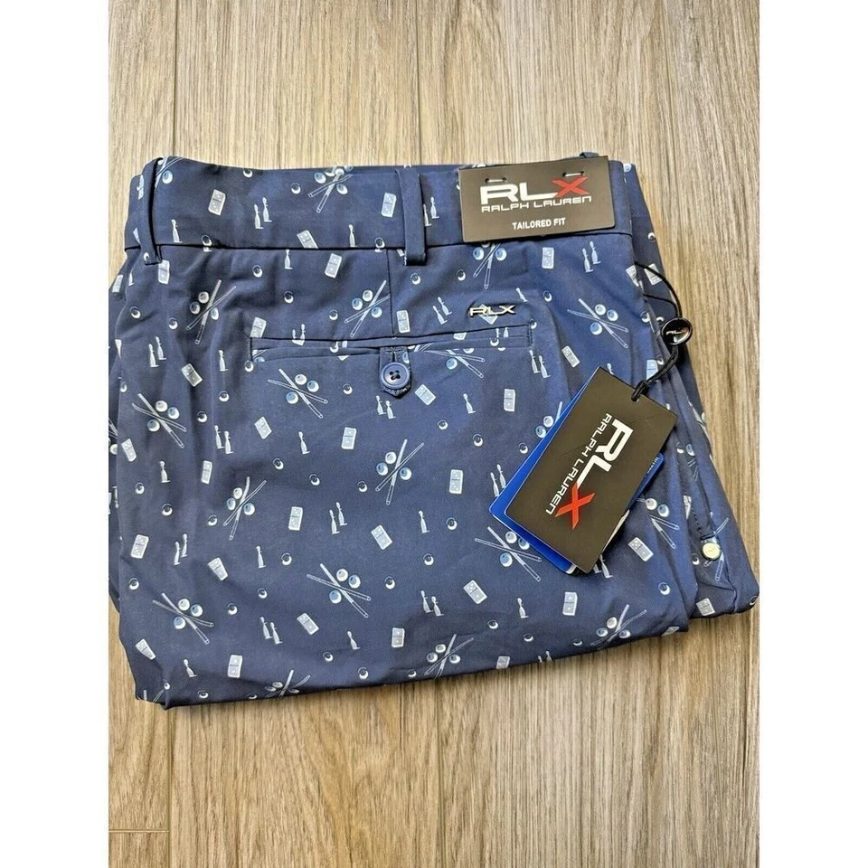 Ralph Lauren RLX Men's 42 Tailored Fit Stretch Performance Blue Golf Shorts