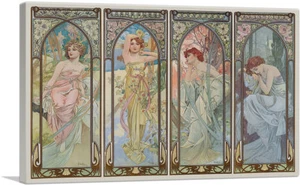 ARTCANVAS Times of the Day Canvas Art Print by Alphonse Mucha - Picture 1 of 15