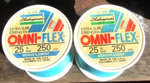 2 Vintage Omni-Flex 25lb Test Monofilament 250 Yard Spool Shakespeare USA - Picture 1 of 2
