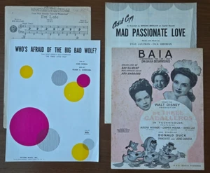 Lot of 4 Disney Sheet Music Sherman 3 Little Pigs Caballeros Alice in Wonderland - Picture 1 of 1