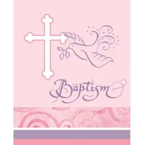 Faithful Dove Pink Invitations Baptism 8CT - Picture 1 of 1