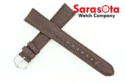 deBeer Genuine Lizard Turned Edge 19x16mm Long Stitched Watchband Brown Color Foto 1 de 3
