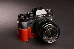 Funda bolsa de cuero genuino hecha a mano con media cámara para FUJIFILM X-T1 XT1 - Imagen 1 de 5