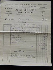 Facture garage Auto Motos. Pneu bergougnan, michelin. Lecomte Saint Victurnien - Picture 1 of 1