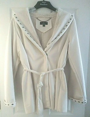 NUEVO CON ETIQUETAS JESSICA HOLBROOK Abrigo de Gamuza Para Mujer Chaqueta de Cuero Forrada Gris Azulado Talla 1X Foto 1 de 4