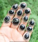 Black Onyx Gemstone Rings Wholesale Lot 925 Silver Plated Jewelry For Woman