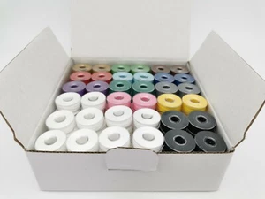 Prewound Bobbins, Size L,Brother SA155,144pcs Plastic Sided, 40S/2, Multi-color - Picture 1 of 8