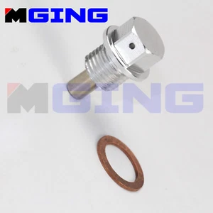 M14X1.25 Engine Magnetic Oil Pan Drain Plug Bolts Kit Crush Washer Chrome SS*1 - Picture 1 of 4