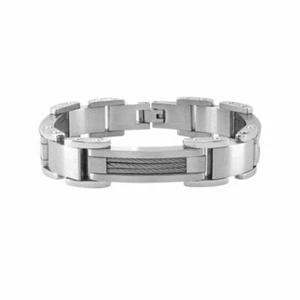 Genuine Inox Matte Polish Finished Bracelet with Interconnected Steel Link - Picture 1 of 2