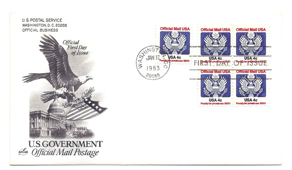 O128 4c, Official ArtCraft, block of 4, FDC - Image 1 of 1